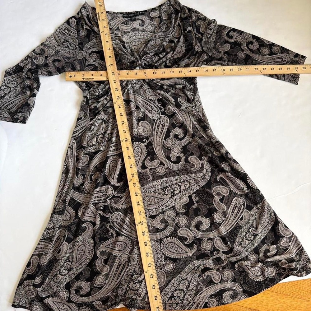 Mlle Gabrielle Paisley Whimsygoth Wrap Babydoll Dress Black Grey Medium - Picture 7 of 7